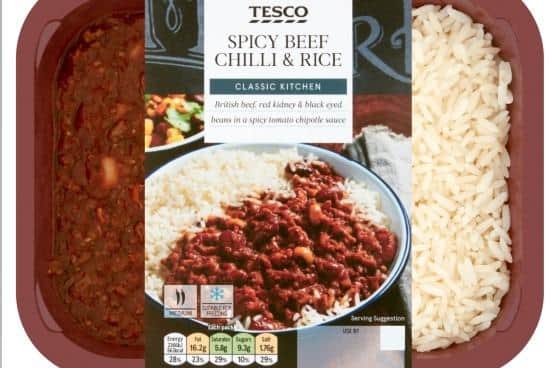 Spicy beef chilli and rice.