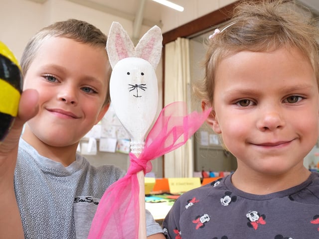Blake and Shelby with their winning creations