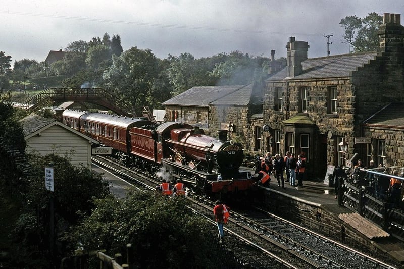 In October 2000, filming at Goathland for the first Harry Potter film.
