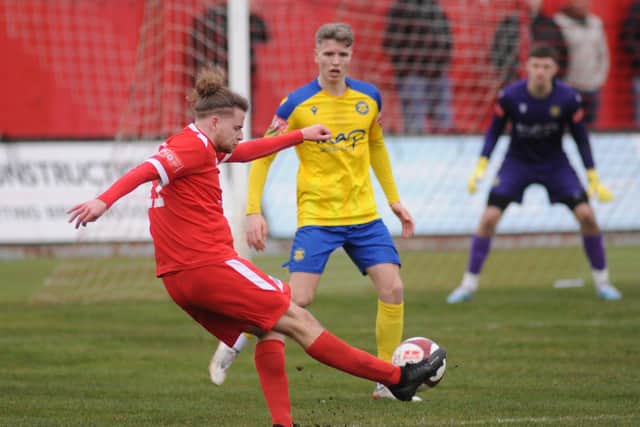 Matt Broadley put Bridlington Town ahead early on at Long Eaton United last weekend.