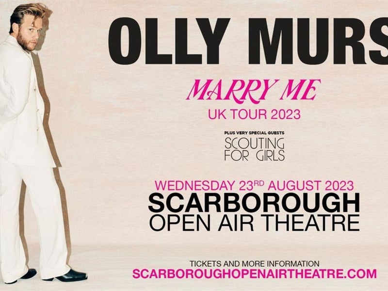 Pop sensation Olly Murs is coming to Scarborough Open Air Theatre on August 23. One of Britain’s biggest and best loved stars, Olly Murs will be making a triumphant return to the Yorkshire coast as part of his 2023 Marry Me tour. Olly’s Scarborough date will be his fourth visit to the UK’s biggest outdoor concert arena and makes him the only artist to have ever played at the venue so many times. His shows in 2013, 2017, and most recently in 2021 were all sell-outs.
