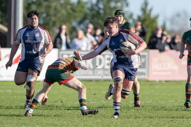 Will Leah on the run for Scarborough RUFC in the win against Selby. Photo by Andy Standing