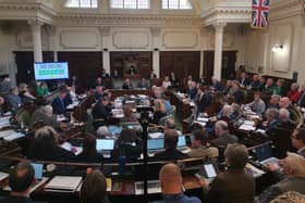 Councillors discussing the community grant scheme cuts. picture: Joe Willis / LDRS