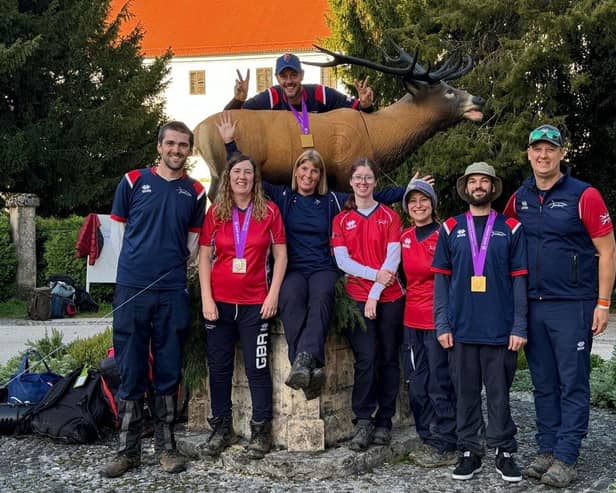 Scarborough's Sarah Monteith, second from left, won a silver medal at the World 3D Championships in Mokrice, Slovenia earlier this month.