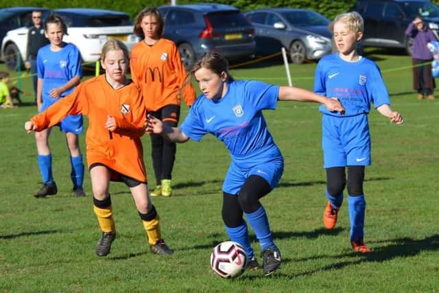 Heslerton Under-12 Girls in action v Holme