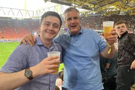 Devon Howard and dad Kevin Howard at the England v Netherlands Euro 2024 semi-final in Dortmund.
