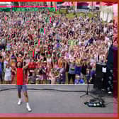 Joe Wicks on the Gateway stage at the Glastonbury Festival at Worthy Farm in Somerset.