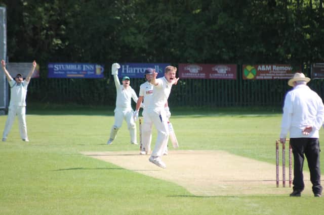 Londesborough Park successfully appeal for a wicket on the way to victory over Pocklington CC last weekend. PHOTO BY PHIL GILBANK