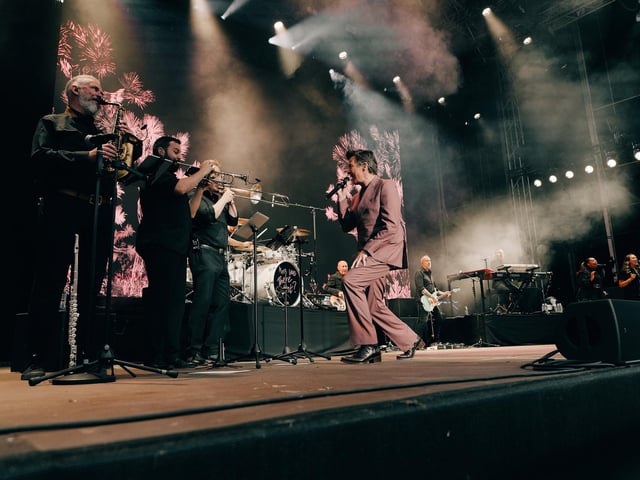 Rick Astley on stage at Scarborough Open Air Theatre