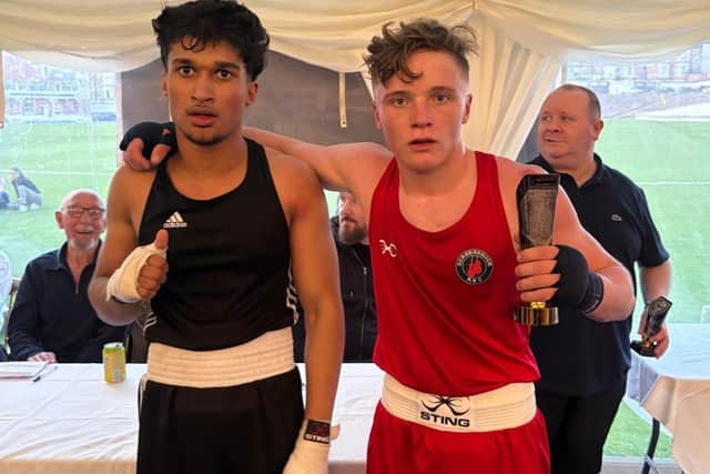 Tom Ledden (red kit) defeated Omar Imran. Photo by Glen Watkin Images