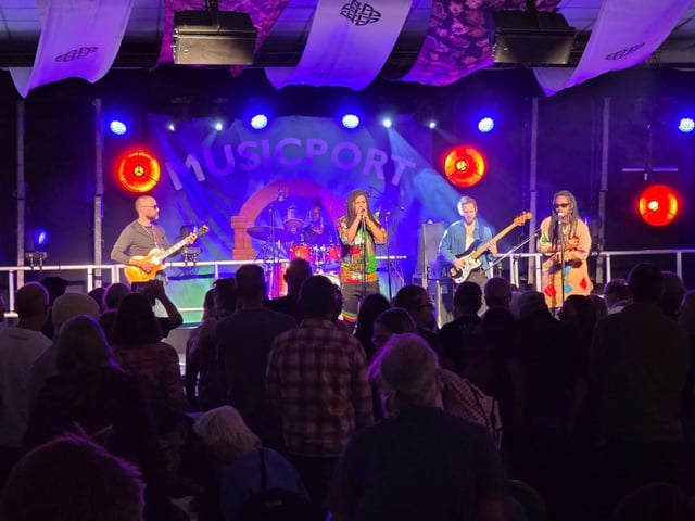 Gnawa Blues All Stars on stage.