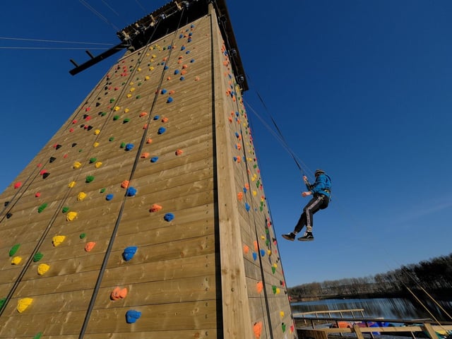 Climbing Wall at North Yorkshire Water Park