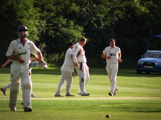 Sherburn celebrate claiming an Ebberston wicket.