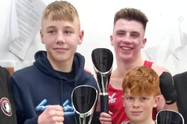Scarborough ABC's Danny Kelwick and Joe Marshall (dark hair), with Riley Wilford at the front.