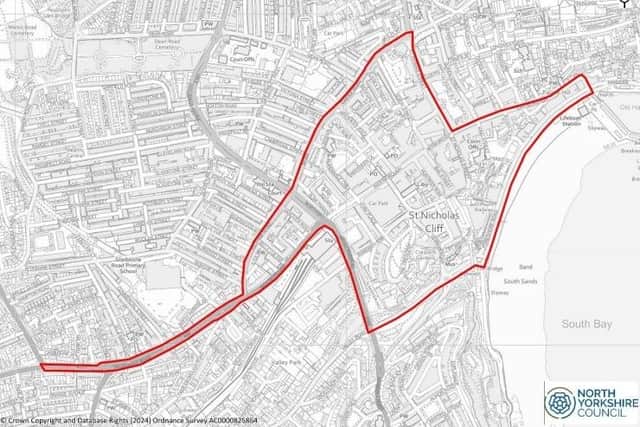 Proposed street alcohol prohibition zone in Scarborough town centre. picture: North Yorkshire Council.