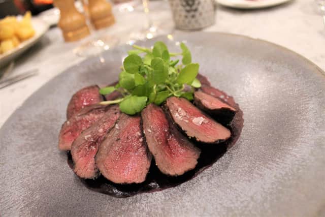 Delicious pink venison for dinner in The Brasserie