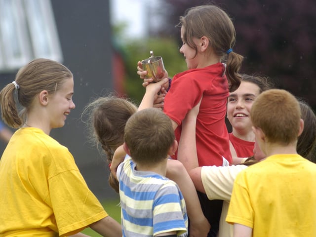 Children celebrate at Sleights School Sports Day, June 2009.
w092716c