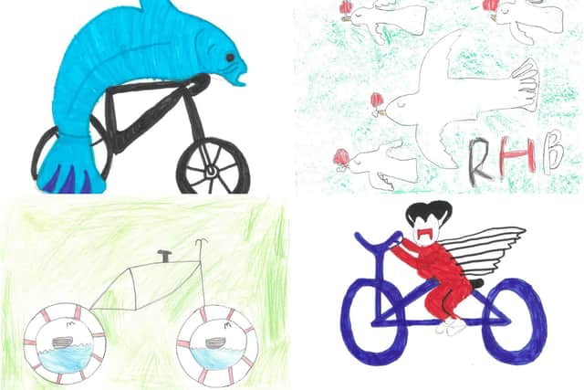 Examples of the land art by youngsters at Fylingdales and Hawsker Schools, near Whitby.