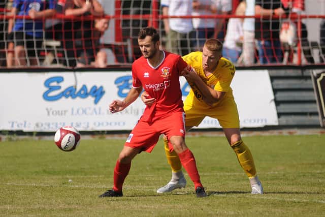 Lewis Dennison scored a late leveller for Brid Town on Saturday v Sheffield FC.