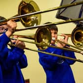 Young trombonists from Sleights School at the Eskdale Festival.
