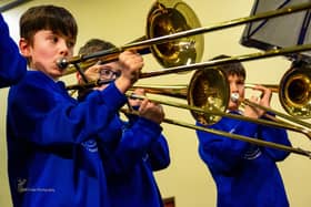 Young trombonists from Sleights School at the Eskdale Festival.
