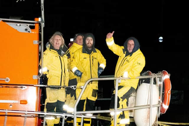 The volunteer crew of Bridlington RNLI retuning after long tasking to fishing boat. Image: RNLI/Mike Milner