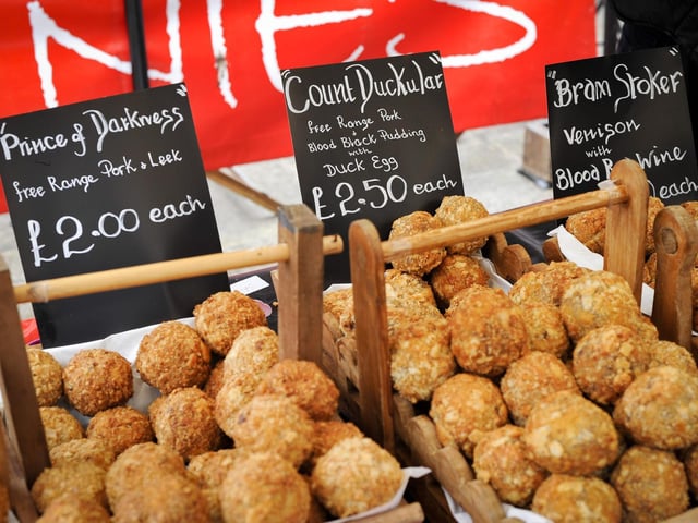 Even these Scotch eggs were a little spooky, at the Goth Weekend. Photo by Andrew Higgins.