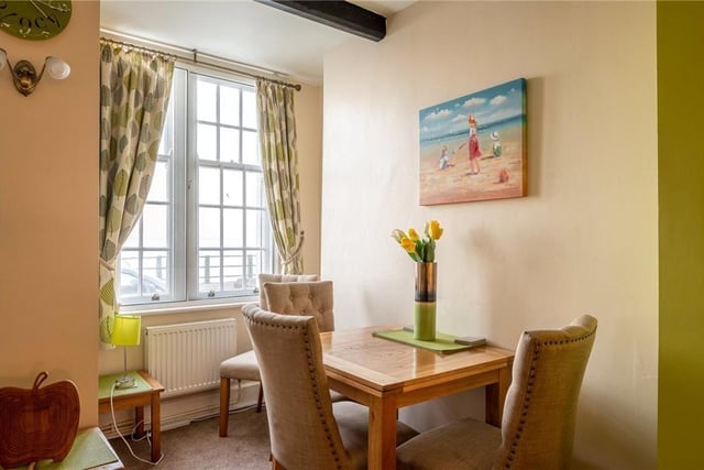Dining area with a sea view.
