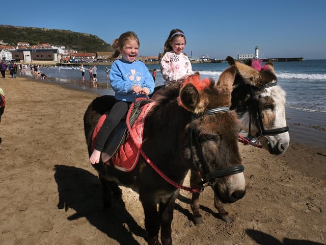 Enjoying a donkey ride on the beach