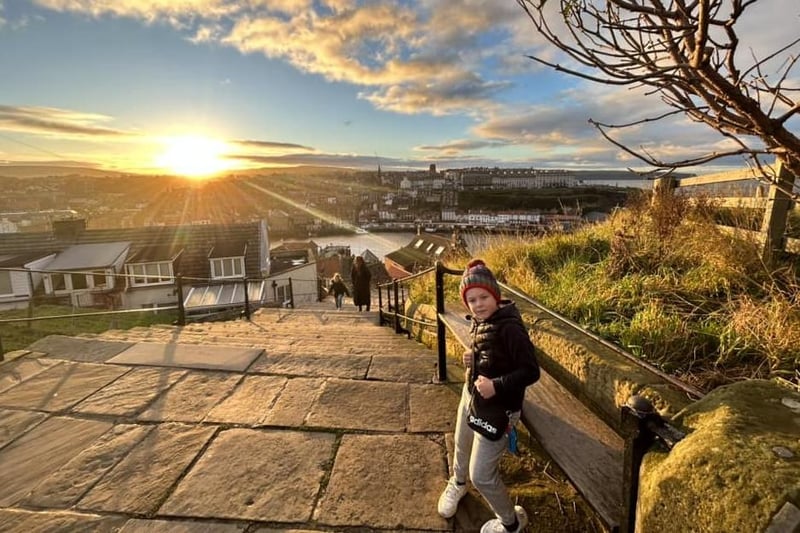 Enjoying a break at the top of Whitby's 199 Steps.
picture: Dan Mollon
