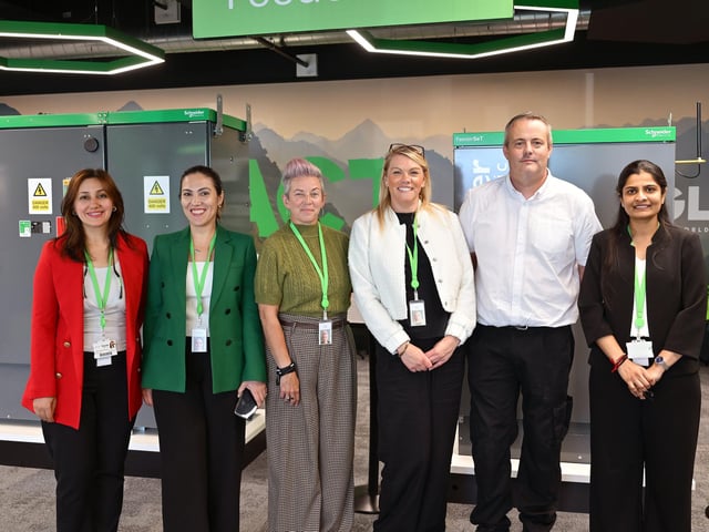 Schneider Electric staff Zaynep, Melis, Stella, Lucy, Ian and Rhiddi. photo: Richard Ponter