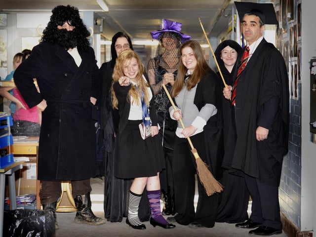 George Pindar Community Sports College staff and students mark World Book Day 2009. Science teachers join in the fun, dressing as Harry Potter stars, from left, back, Matt Osburn, Dan Vickers, Tracey Woodward, Clare Manns, headteacher Hugh Bellamy, front, Steph Armitage and Emma Pole.