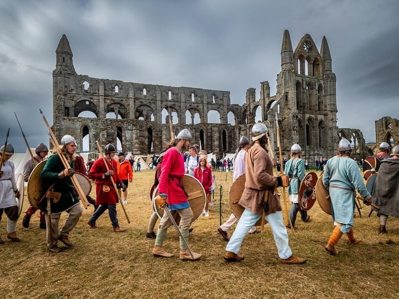 Whitby Abbey was founded in 657 AD by the Anglo-Saxon era King of Northumbria, who appointed Lady Hilda, abbess of Hartlepool Abbey as founding abbess. It later became a Benedictine abbey and was disestablished during the Dissolution of the Monasteries between 1536 and 1545.