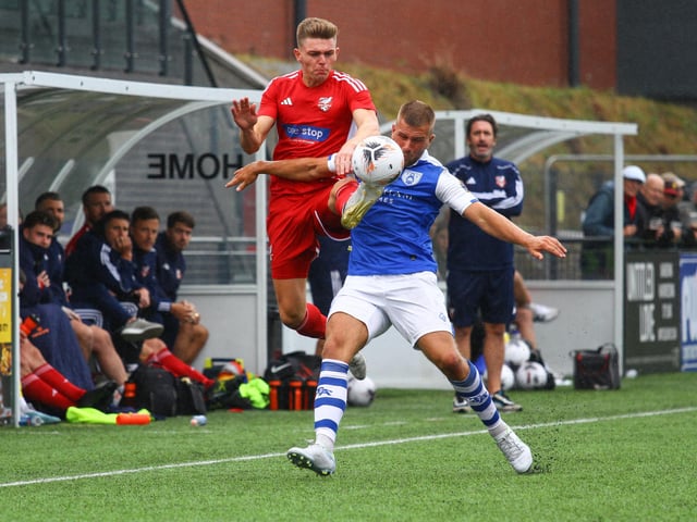 Jake Charles gets stuck in for Boro.