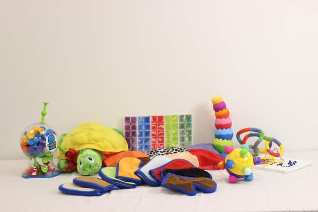 Some of the sensory toys available through Newlife's Play Therapy Pod service