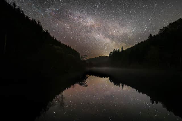 Spring Milky Way rising above Staindale Lake in Dalby Forest, April 2024. photo ©Astro Dog