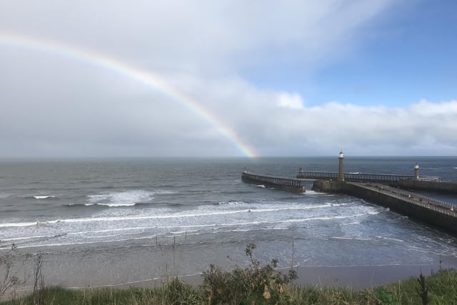 Rainbow seen from Whitby West Cliff, by Carol Cull.