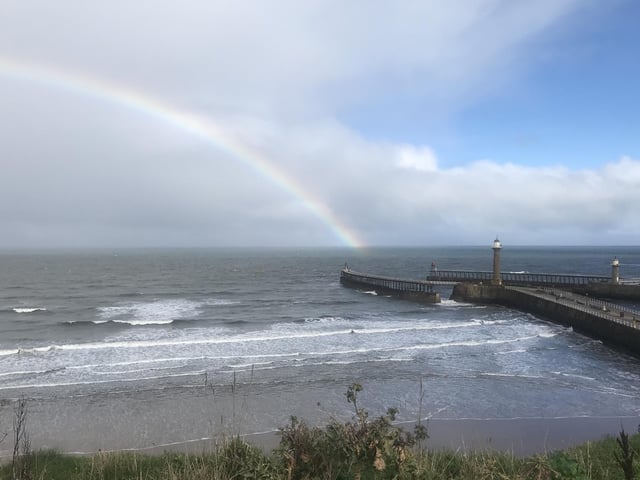 Rainbow seen from Whitby West Cliff, by Carol Cull.