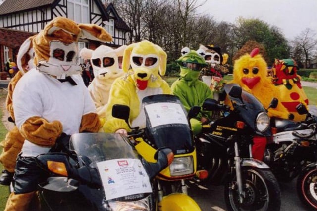 Children from Chesterfield Sure Start and Healthy Living Centre (HLC) received  Easter treats back in 2003 courtesy of the Derbyshire branch of the British Motorcyclists Federation