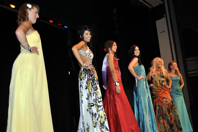 Miss Scarborough contest finalists Sarah Gallagher, Jordan Mason, Abigail Halidu, Alice Czyz, Katie Hart and Elizabeth Hakings at the Futurist in 2010.