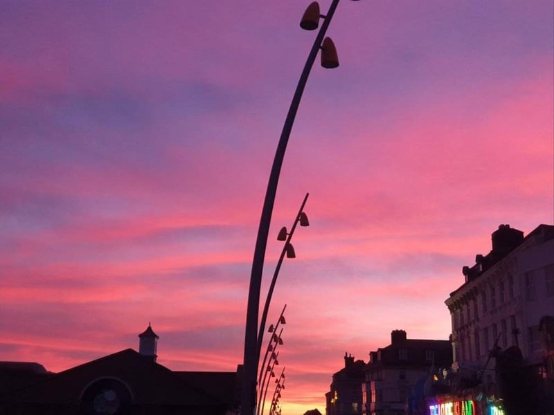 A beautiful pink sunset on Bridlington's seafront.
