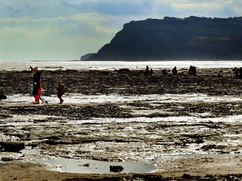 Fossil hunters and rock pool dippers on the beach at  Robin Hood's Bay during the Easter holidays.    
picture: Gary Longbottom.