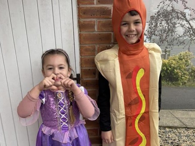 A princess and a hotdog- an unusual but iconic combination!