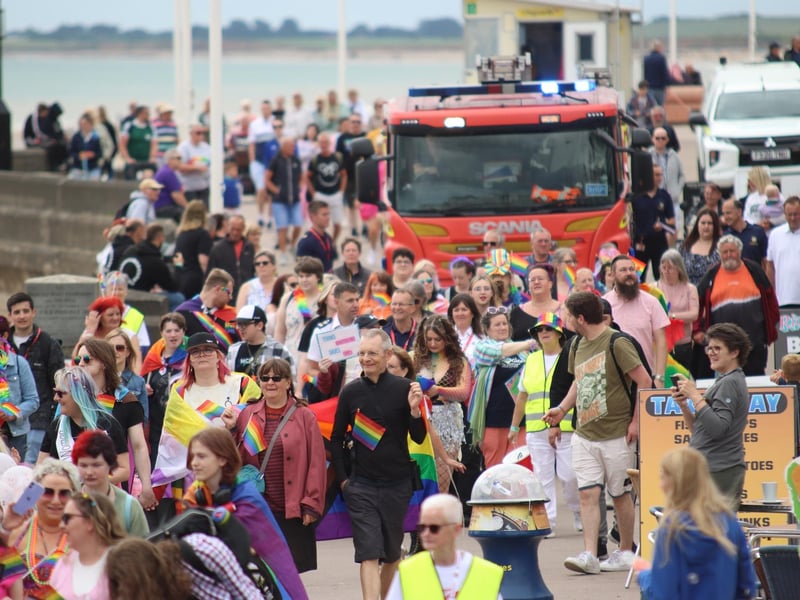 The town's streets were bustling with people, who were all there to support the LGBTQ+ community.