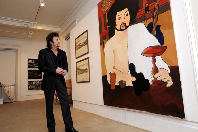 A portrait of renown entertainer Danny featured in an exhibition of work by Yorkshire Coast College fine art students at Scarborough Art Gallery in 2013.