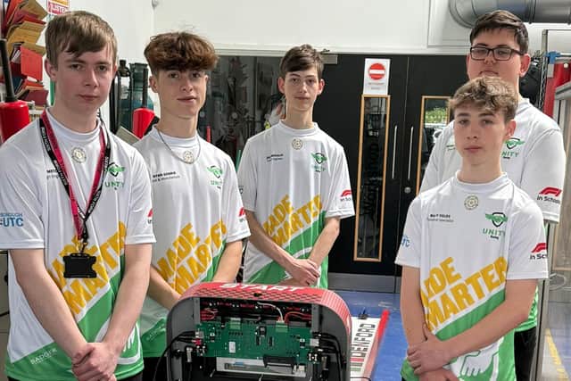 L-R: Unity Racing: Jack Metcalfe, Ryan Gharib, Ethan Glover, Matiss Gribuska, Billy Fields.