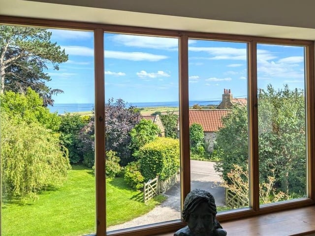 A lovely sea view from one of the many windows in the house.