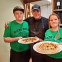 From left: Theo Smith, Stan Coulson and Hannah Coulson at the Pizza Pals cafe at Whitby Coliseum.