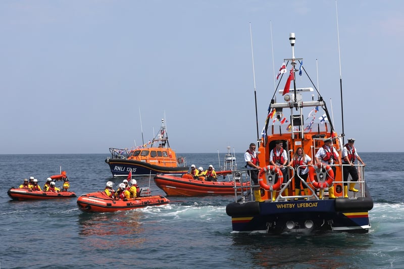 Lois Ivan with some other lifeboats as she approaches her new home.
picture: Ceri Oakes / RNLI