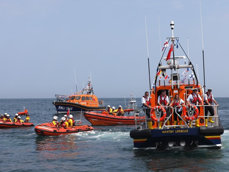 Lois Ivan with some other lifeboats as she approaches her new home.
picture: Ceri Oakes / RNLI